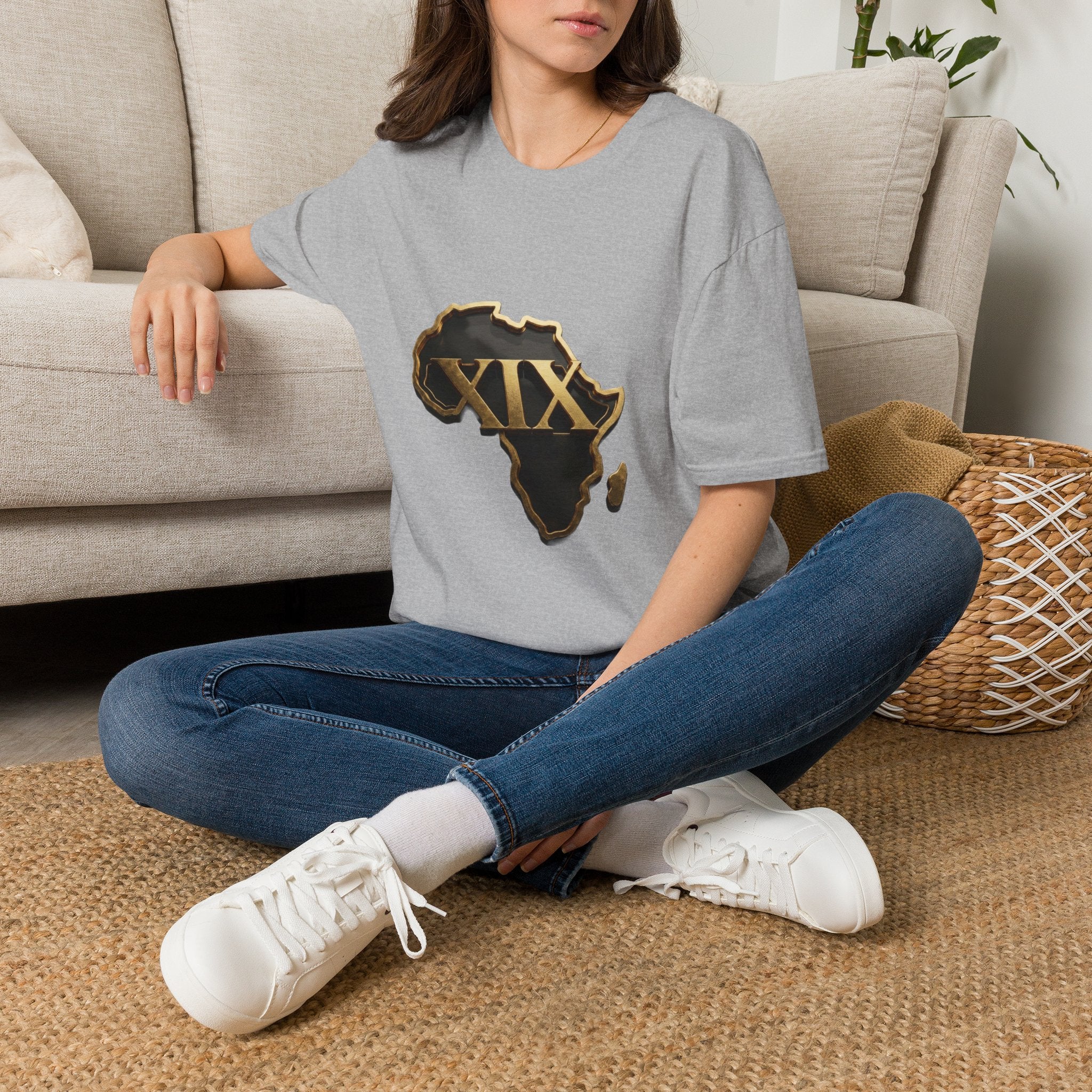 T-Shirt — Flaming Roman Numerals XIX Skull Graphic
