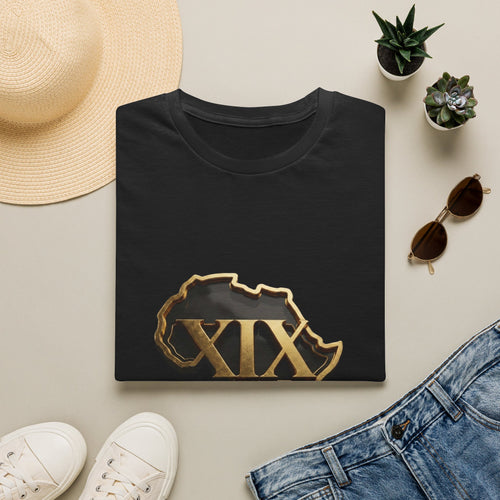 T-Shirt — Flaming Roman Numerals XIX Skull Graphic