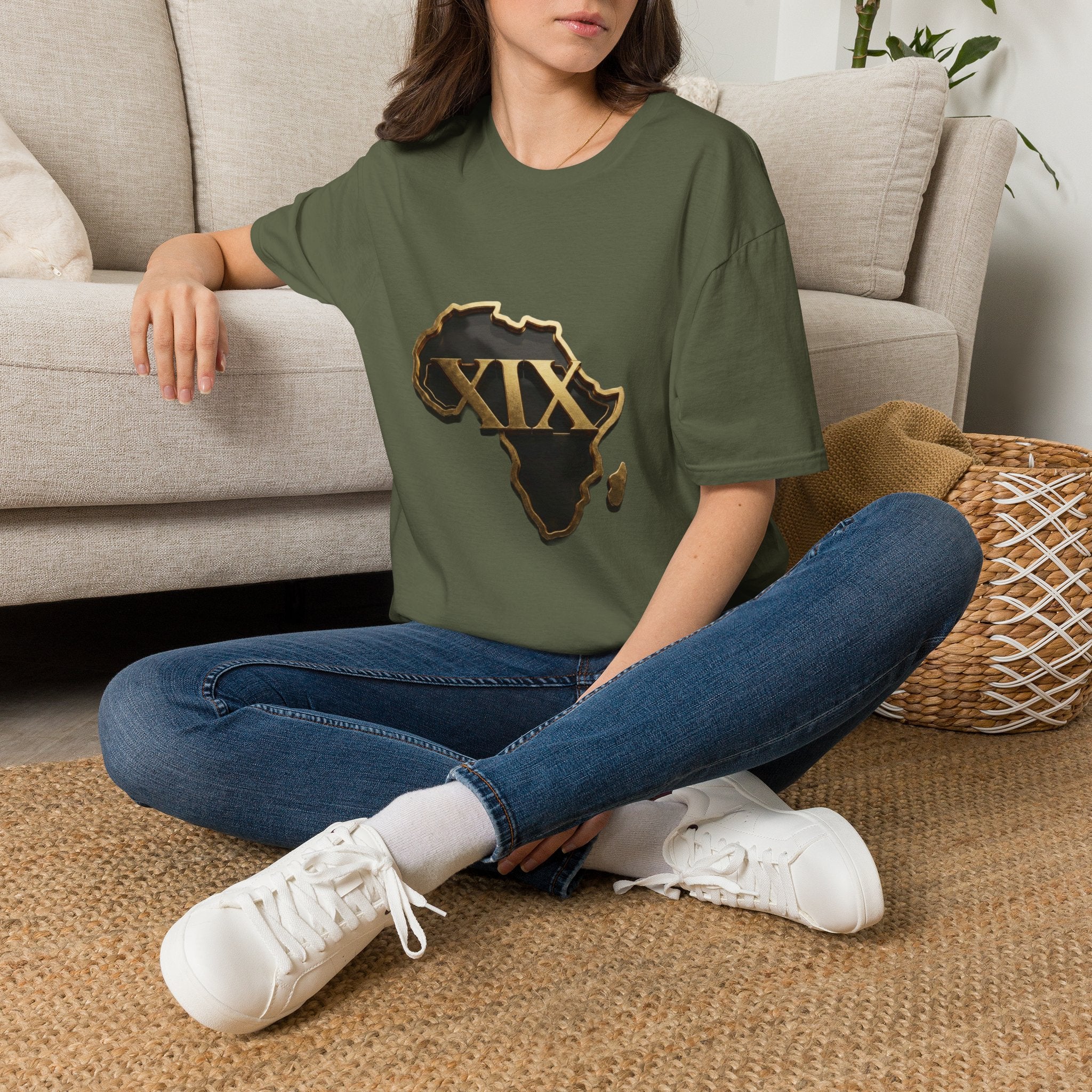 T-Shirt — Flaming Roman Numerals XIX Skull Graphic