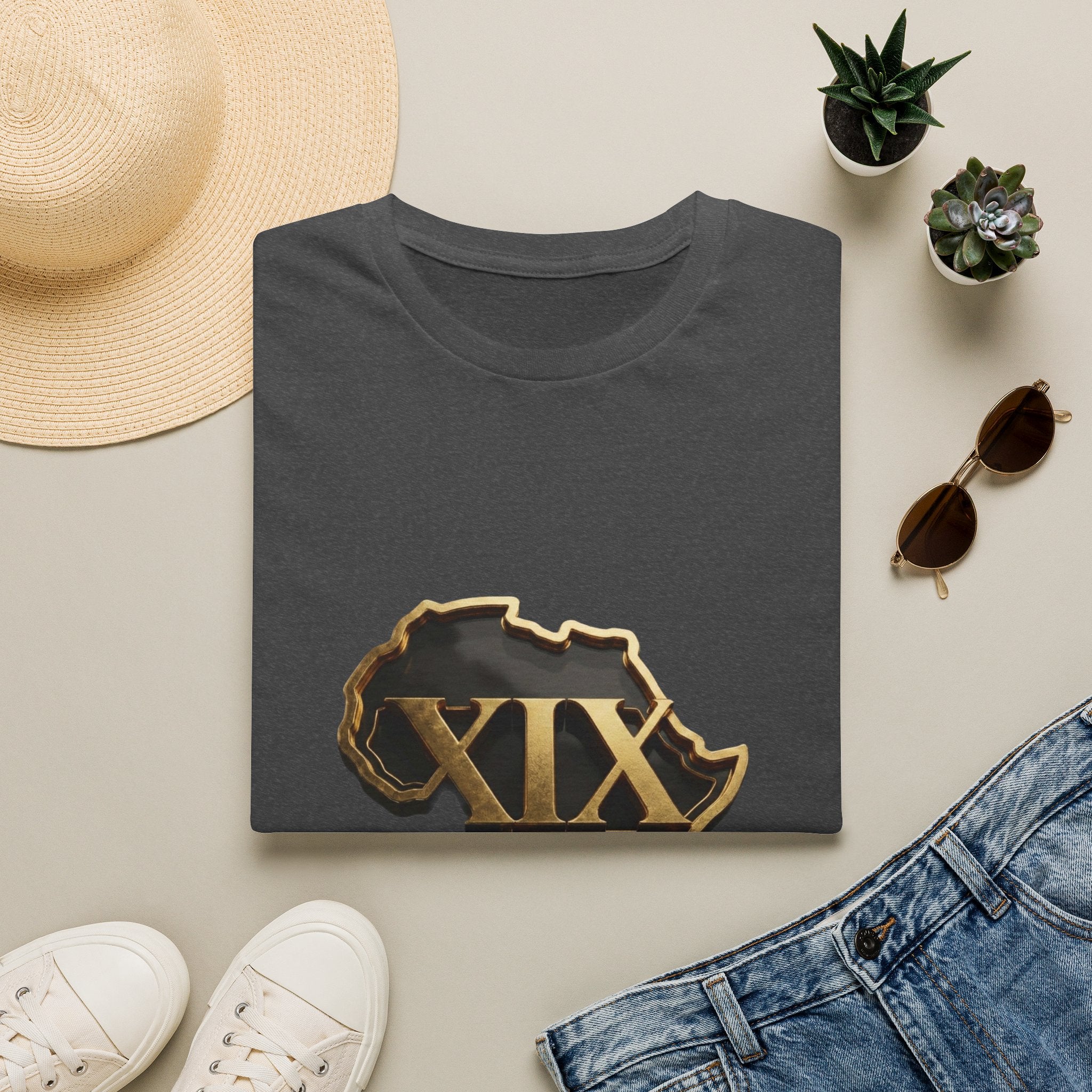 T-Shirt — Flaming Roman Numerals XIX Skull Graphic