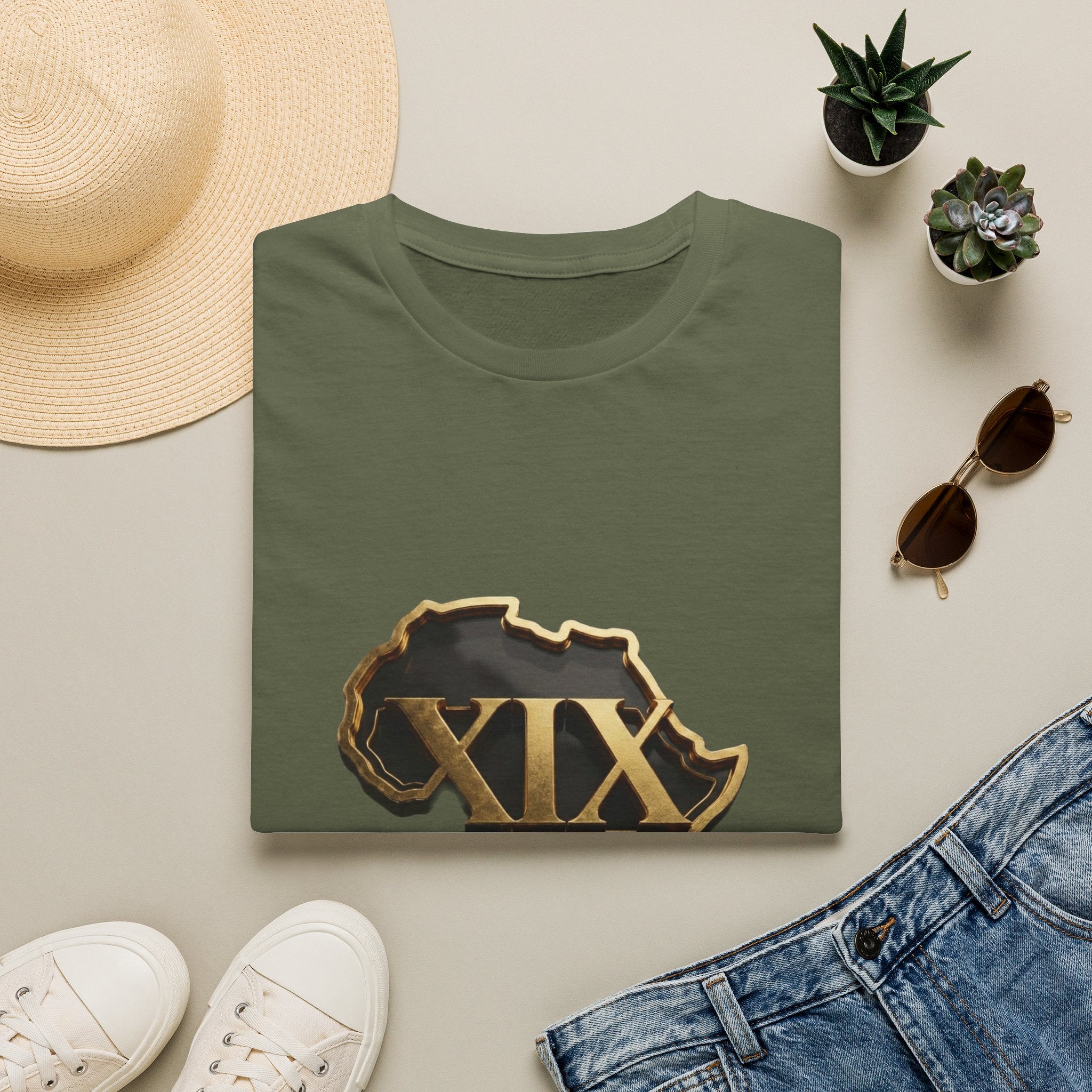 T-Shirt — Flaming Roman Numerals XIX Skull Graphic