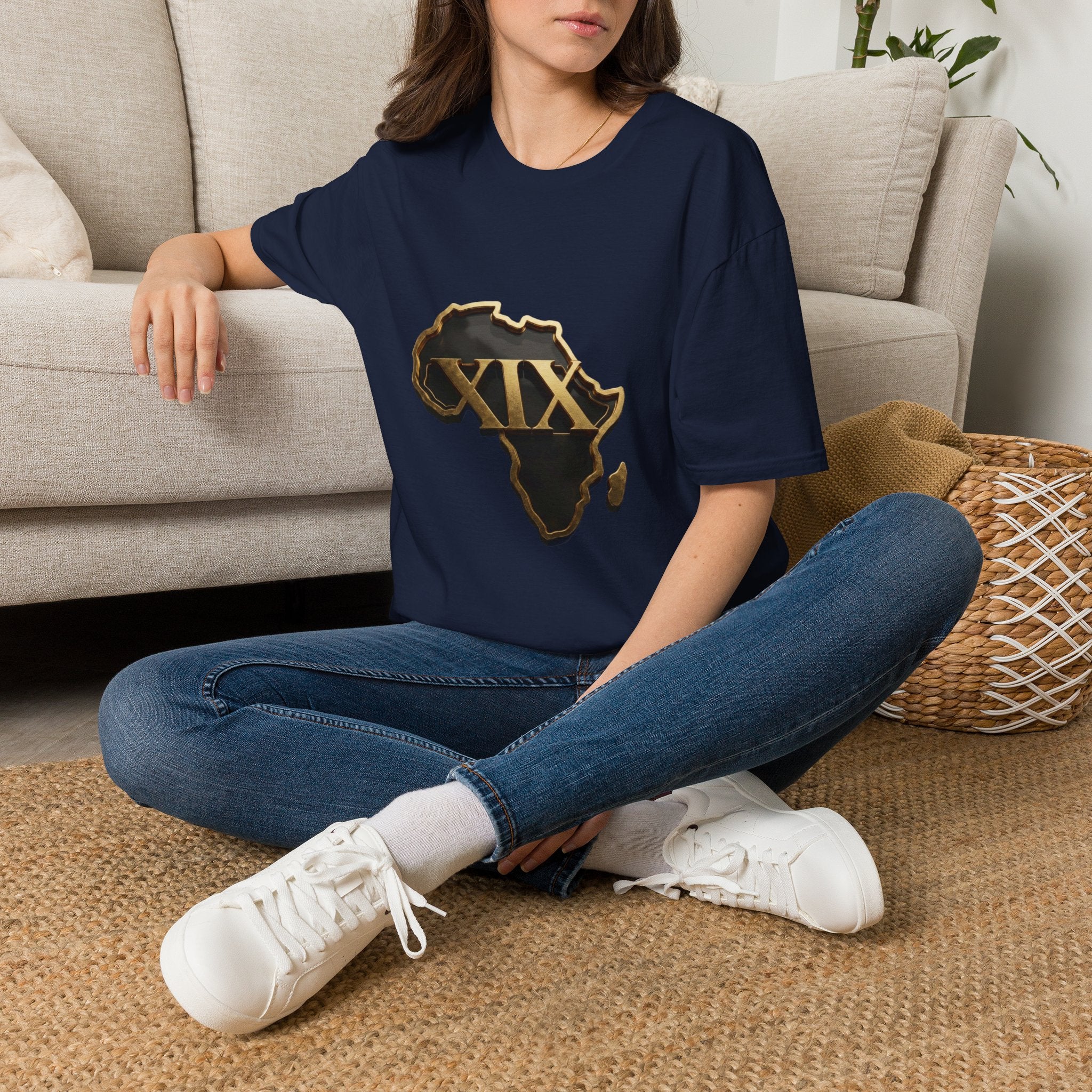 T-Shirt — Flaming Roman Numerals XIX Skull Graphic