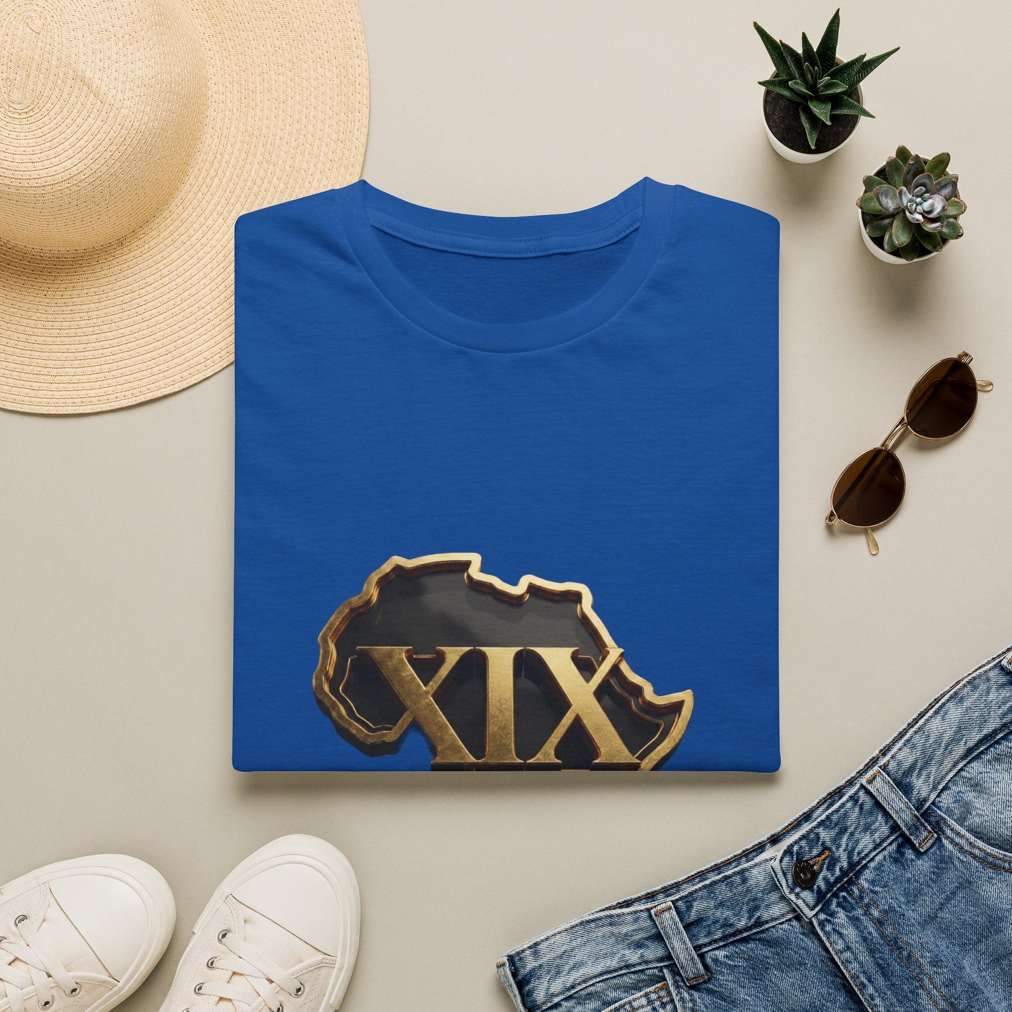 T-Shirt — Flaming Roman Numerals XIX Skull Graphic
