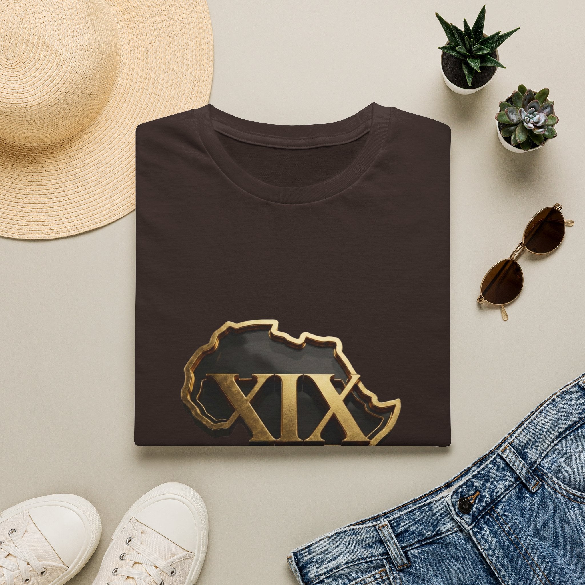T-Shirt — Flaming Roman Numerals XIX Skull Graphic