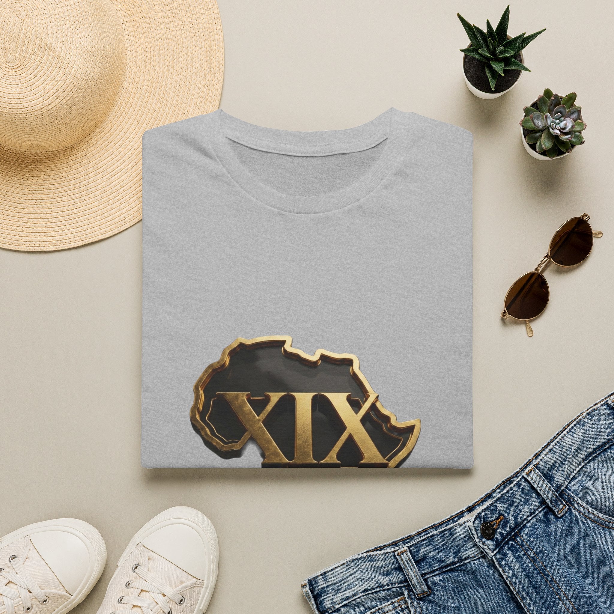 T-Shirt — Flaming Roman Numerals XIX Skull Graphic