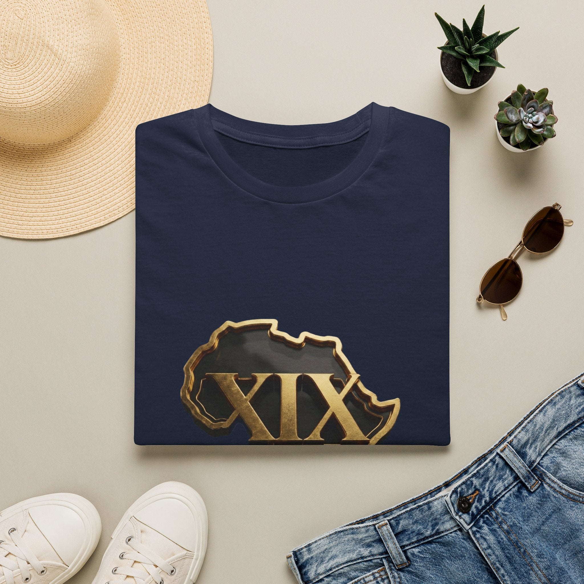 T-Shirt — Flaming Roman Numerals XIX Skull Graphic