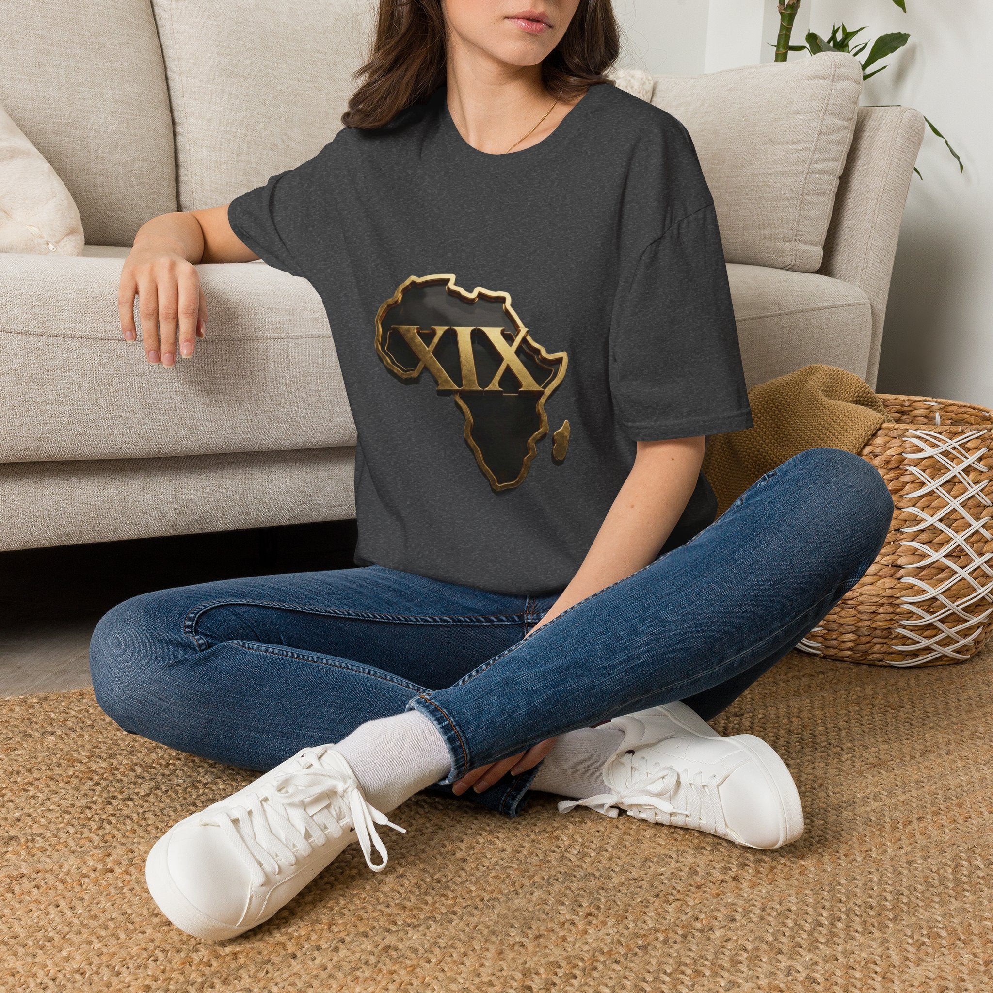 T-Shirt — Flaming Roman Numerals XIX Skull Graphic