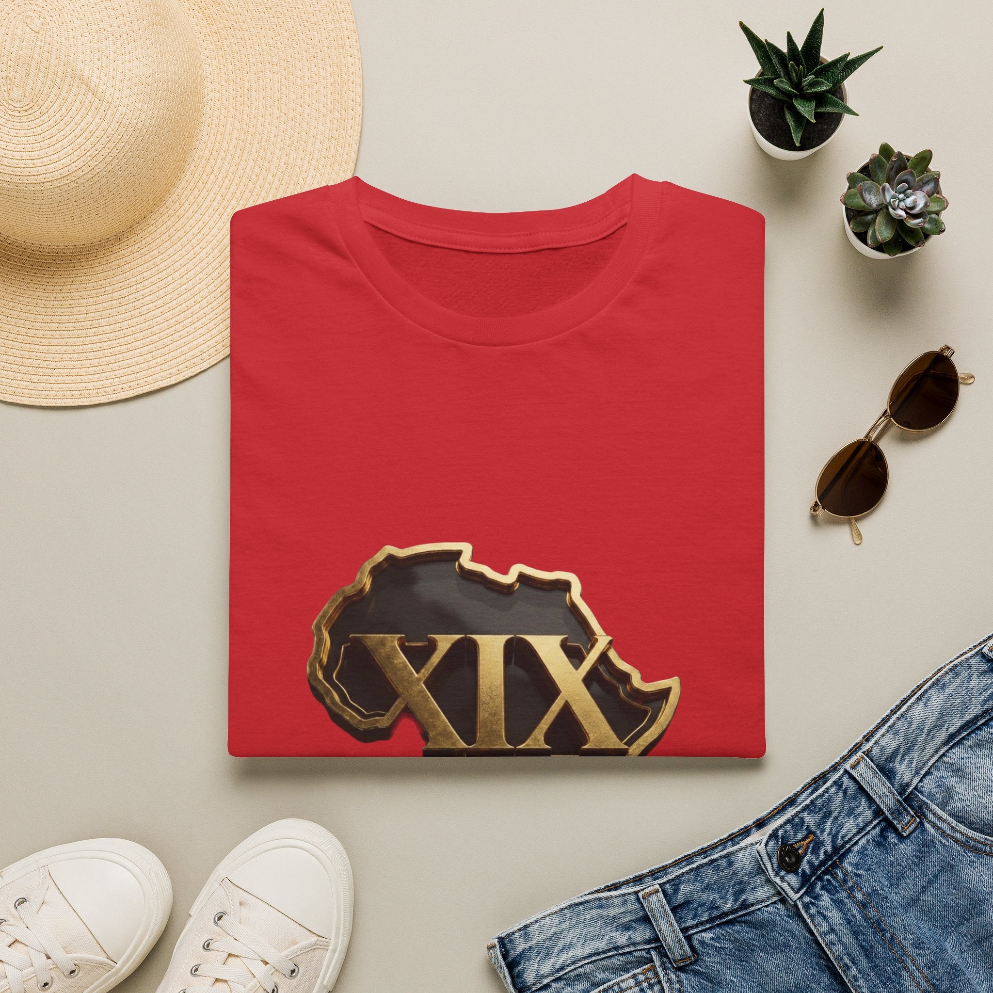 T-Shirt — Flaming Roman Numerals XIX Skull Graphic
