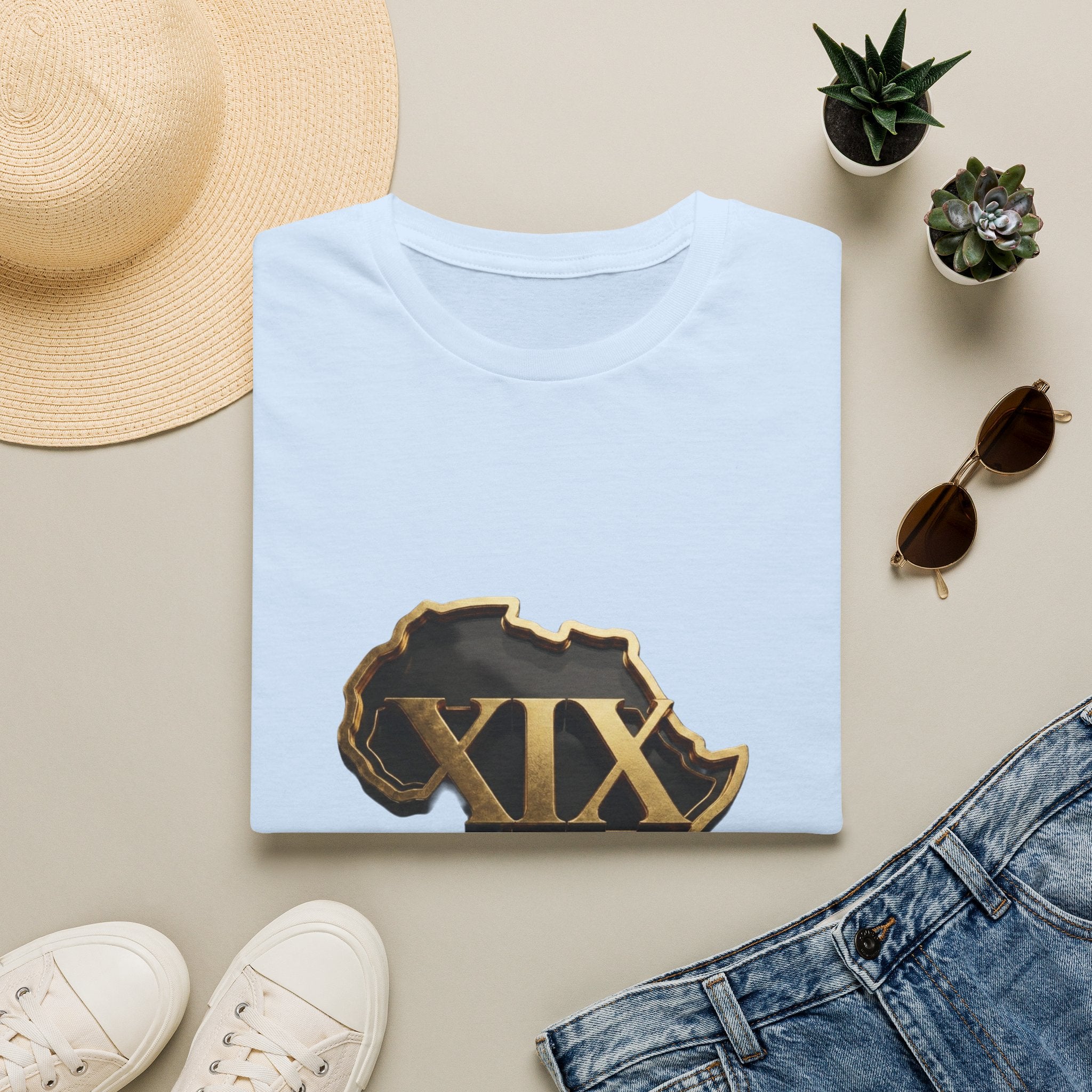 T-Shirt — Flaming Roman Numerals XIX Skull Graphic